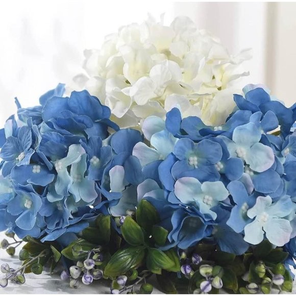 20 count | White & Sky Dusty Blue Shades Hydrangeas Wedding Flowers Bouquet - Picture 2 of 5